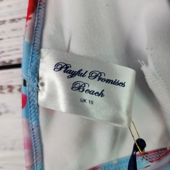 ASOS PLAYFUL PROMISES BEACH SIZE UK 10 6 USA BLUE FLORAL 2PC BIKINI SWIMSUIT - Picture 15 of 17